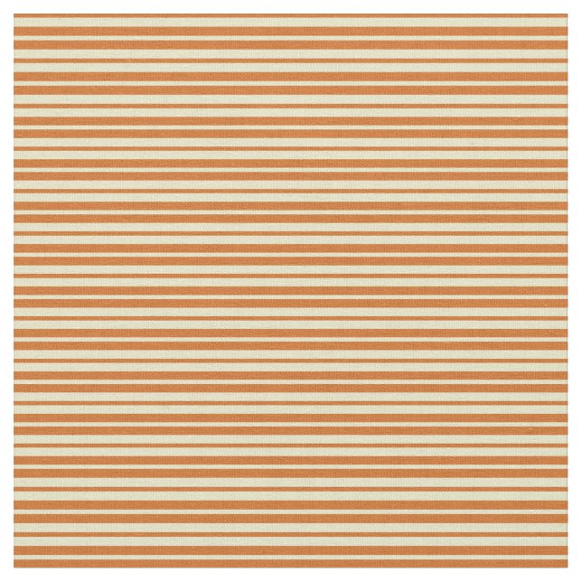 Chocolate & Pale Goldenrod Coloured Stripes Fabric (Close Up)