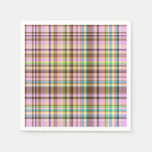 Chocolate Pastels Plaid 12-PAPER NAPKINS