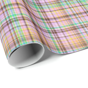 Chocolate Pastels Plaid 15-Gift Wrapping Paper