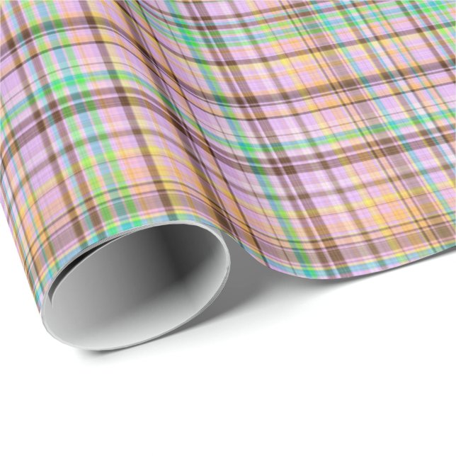 Chocolate Pastels Plaid 15-Gift Wrapping Paper (Roll Corner)