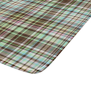 Chocolate Pastels Plaid 1-6x7 Cutting Board