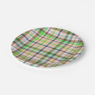 Chocolate Pastels Plaid 20-PAPER PARTY PLATES