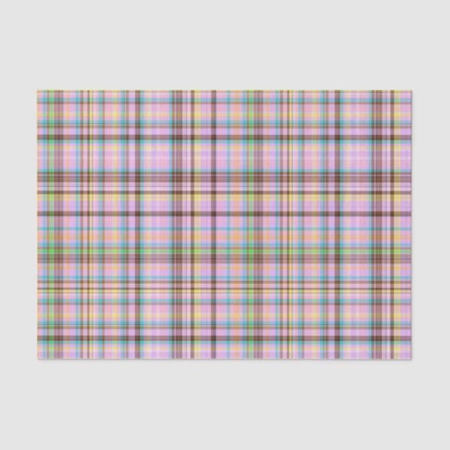 Chocolate Pastels Plaid 22-TISSUE WRAP PAPER (Front)