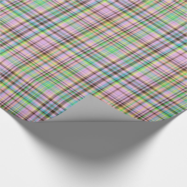 Chocolate Pastels Plaid 25-Gift Wrapping Paper (Corner)