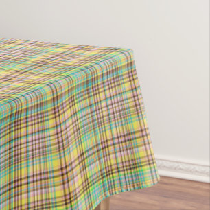 Chocolate Pastels Plaid 2-52x70 COTTON TABLE CLOTH