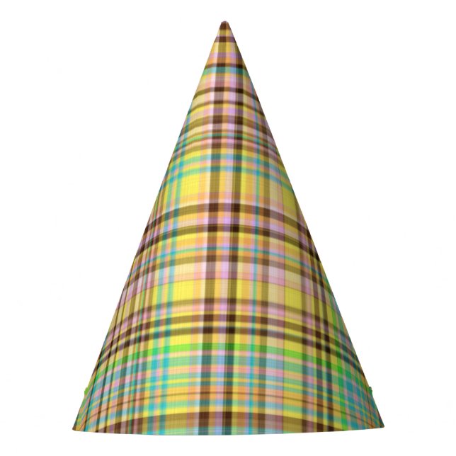 Chocolate Pastels Plaid 2-PAPER PARTY HATS (Front)