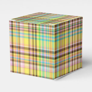 Chocolate Pastels Plaid 2-PARTY FAVOR BOX, square Favour Box