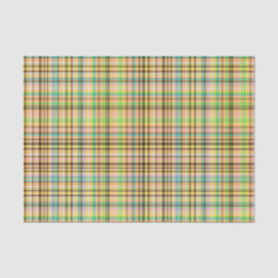 Chocolate Pastels Plaid 32-TISSUE WRAP PAPER