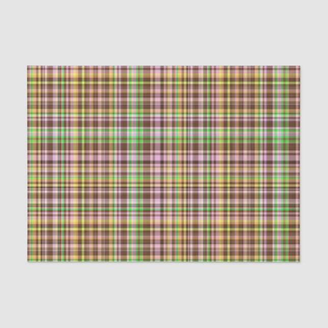 Chocolate Pastels Plaid 9-TISSUE WRAP PAPER (Front)