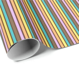 Chocolate Pastels Stripes 02-Gift Wrapping Paper