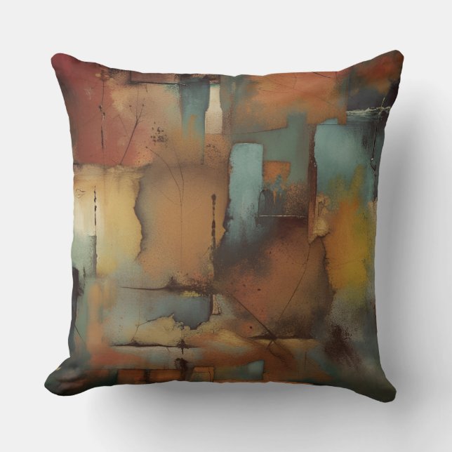 Chocolate Patchwork Abstract Cushion (Front)