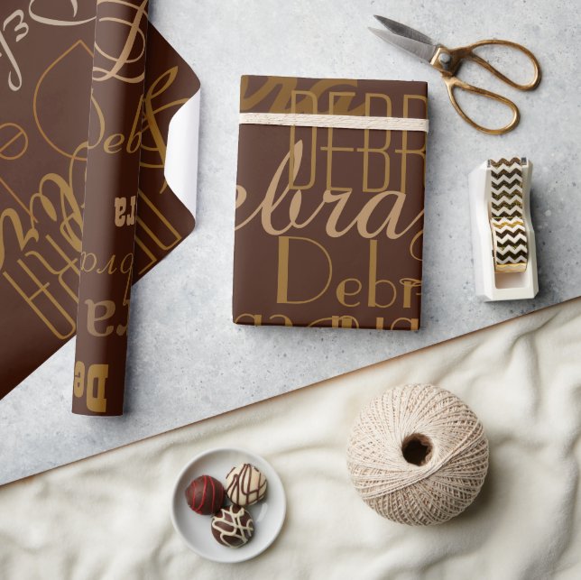 Chocolate Pattern of Names Wrapping Paper (Crafts)