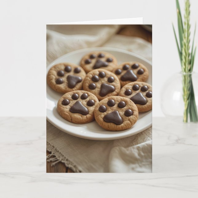 Chocolate Pawprint Cookies Card (Front)