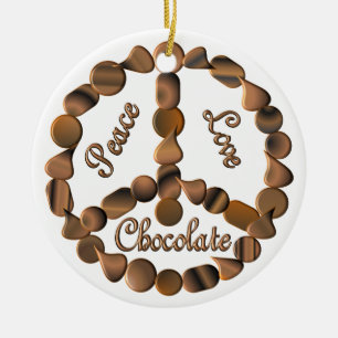 Chocolate Peace Sign Ceramic Tree Decoration