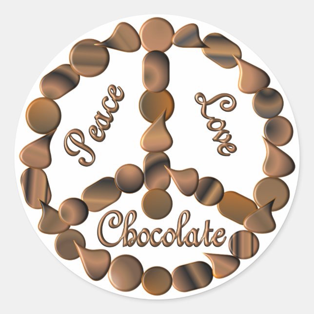 Chocolate Peace Sign Classic Round Sticker (Front)