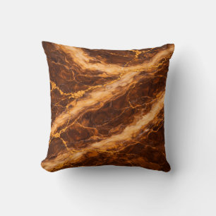 Chocolate Peanut Butter Marble with Gold Veining Cushion