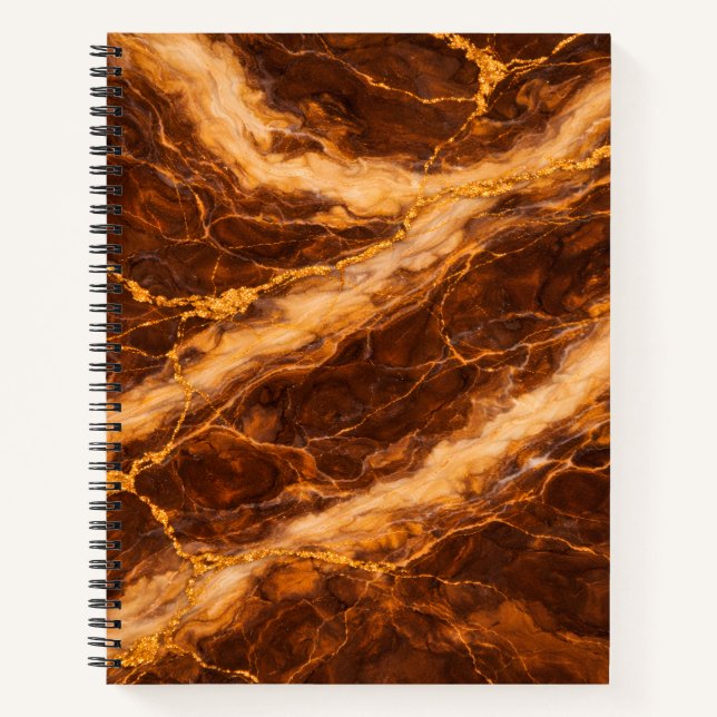 Chocolate Peanut Butter Marble with Gold Veining Notebook (Front)
