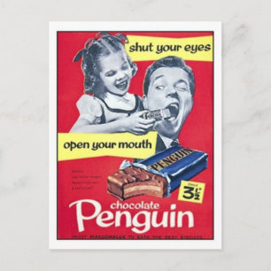 Chocolate Penguin Vintage Ad Postcard
