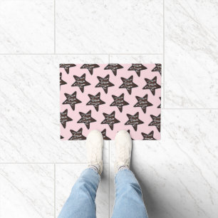 Chocolate Peppermint Star Pink Christmas Cookie Doormat