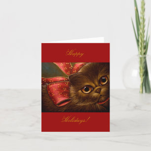 CHOCOLATE PERSIAN CAT - HOLIDAY CARD