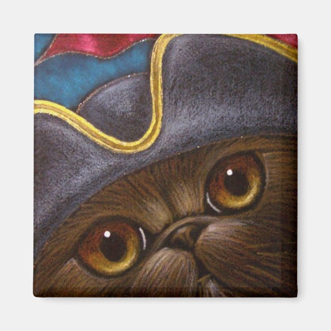CHOCOLATE PERSIAN CAT PIRATE Magnet (Front)