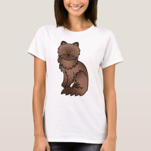 Chocolate Persian Cute Cartoon Cat Illustration T-Shirt