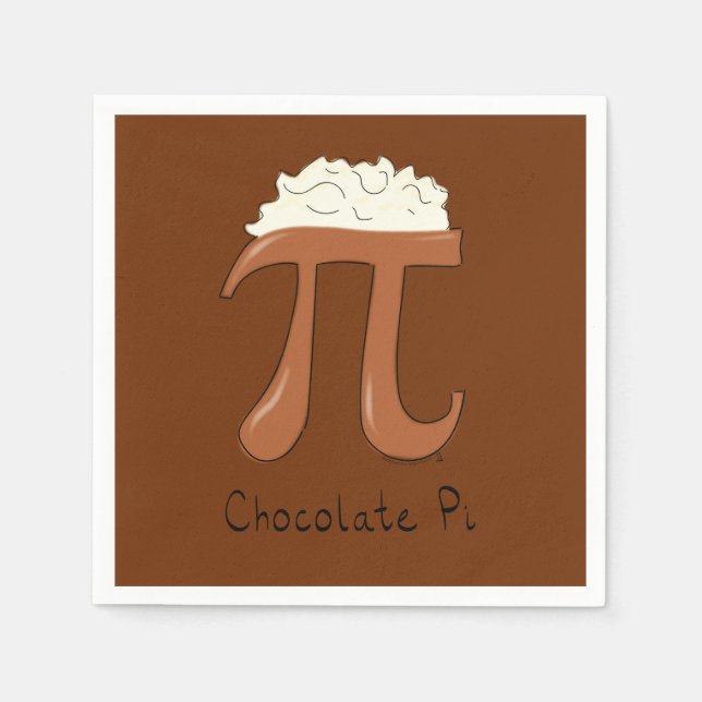 Chocolate Pi Cute Math Pi Day Party Napkins (Front)
