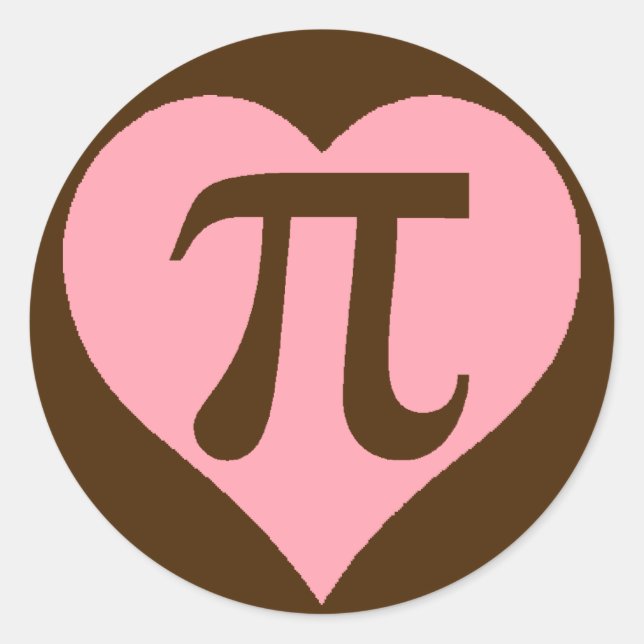 Chocolate Pi Heart Classic Round Sticker (Front)