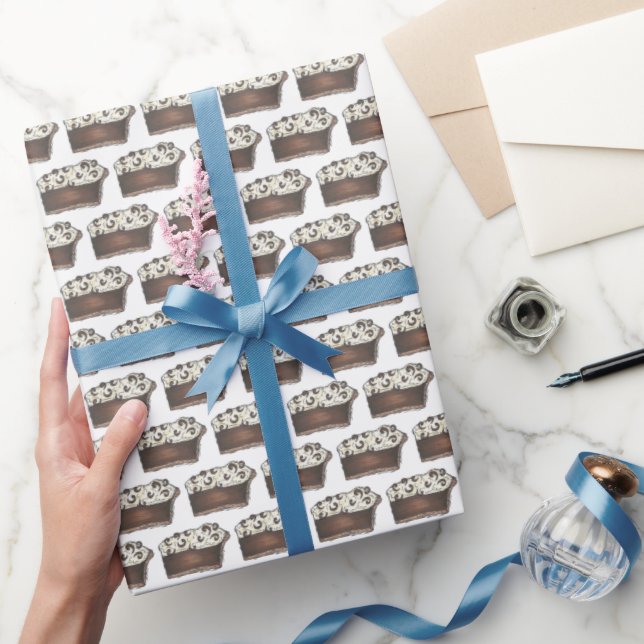 Chocolate Pie Whipped Cream Slice Dessert Baking Wrapping Paper (Gifting)