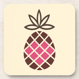 Chocolate pineapple with pink heart coaster