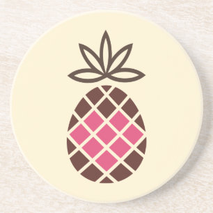 Chocolate pineapple with pink heart coaster