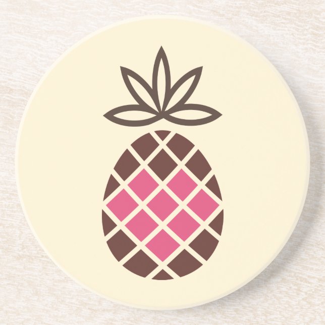 Chocolate pineapple with pink heart coaster (Front)