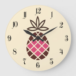 Chocolate pineapple with pink heart large clock