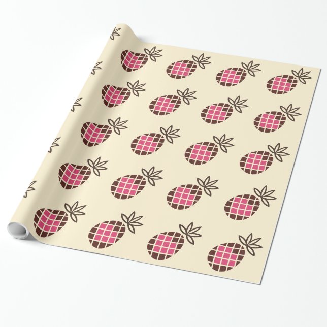 Chocolate pineapple with pink heart pattern wrapping paper (Unrolled)