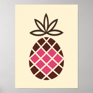 Chocolate pineapple with pink heart poster