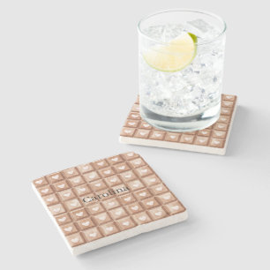 Chocolate Pink Hearts Love Valentine's Day Stone Coaster