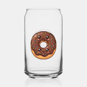 Chocolate & Pink Iced Donut Kawaii Clear Glass