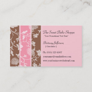 Chocolate Pink Roses Sweet Bakery Business Card