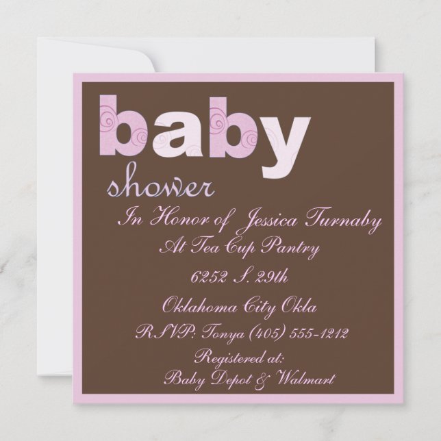 Chocolate Pink Shower Invitation (Front)