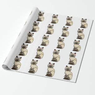 Chocolate Point Birman / Ragdoll Cute Cat Pattern Wrapping Paper