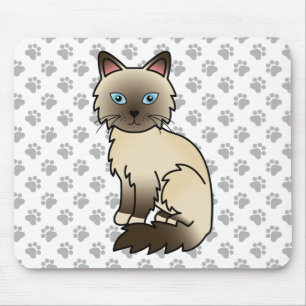 Chocolate Point Birman / Ragdoll Cute Cat & Paws Mouse Mat