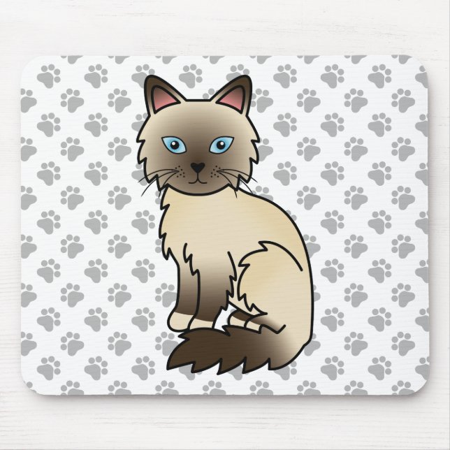 Chocolate Point Birman / Ragdoll Cute Cat & Paws Mouse Mat (Front)