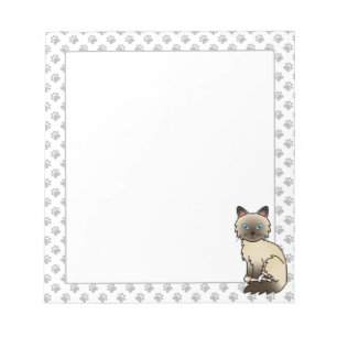 Chocolate Point Birman / Ragdoll Cute Cat & Paws Notepad
