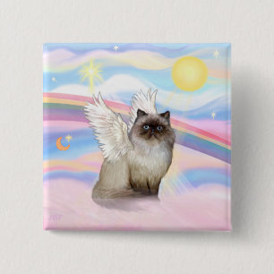 Chocolate Point Himalayan Cat  Angel 15 Cm Square Badge