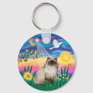 Chocolate Point Himalayan Cat  - Twilight Key Ring