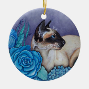 Chocolate Point Siamese Cat Ceramic Tree Decoration