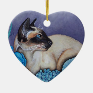 Chocolate Point Siamese Cat Ceramic Tree Decoration