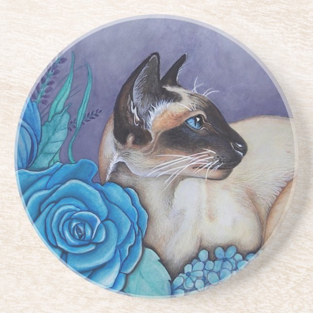 Chocolate Point Siamese Cat Coaster (Front)