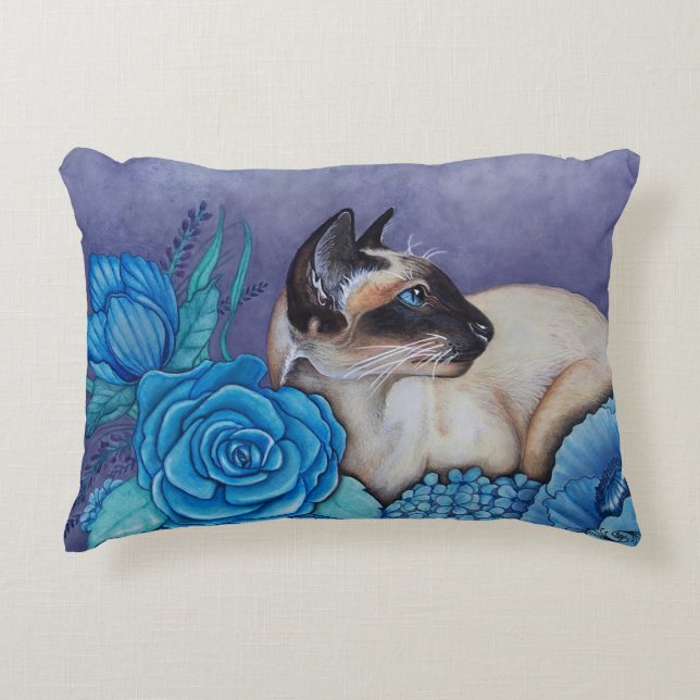 Chocolate Point Siamese Cat Decorative Cushion (Front)