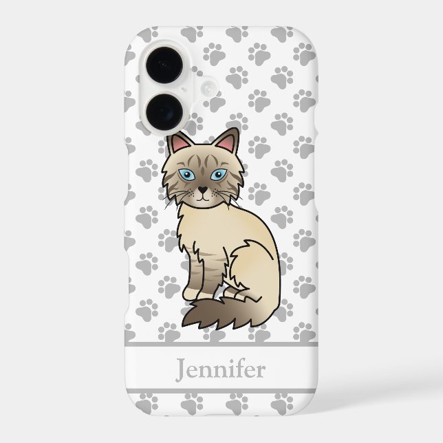 Chocolate Point Tabby Birman Cat & Name (Back)